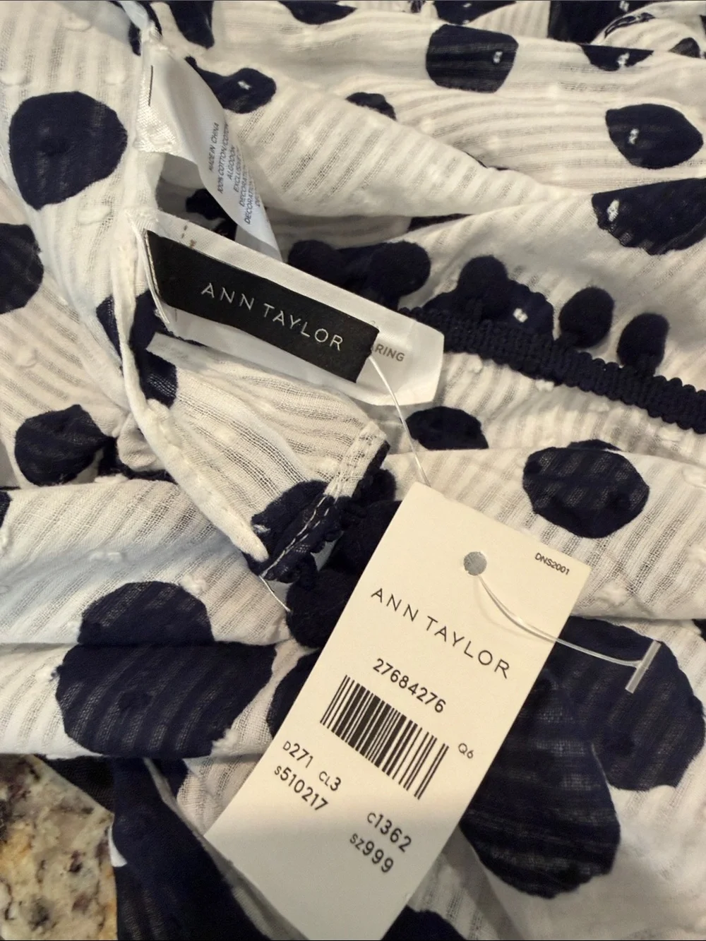Ann Taylor Blue and White Polka Dot scarf